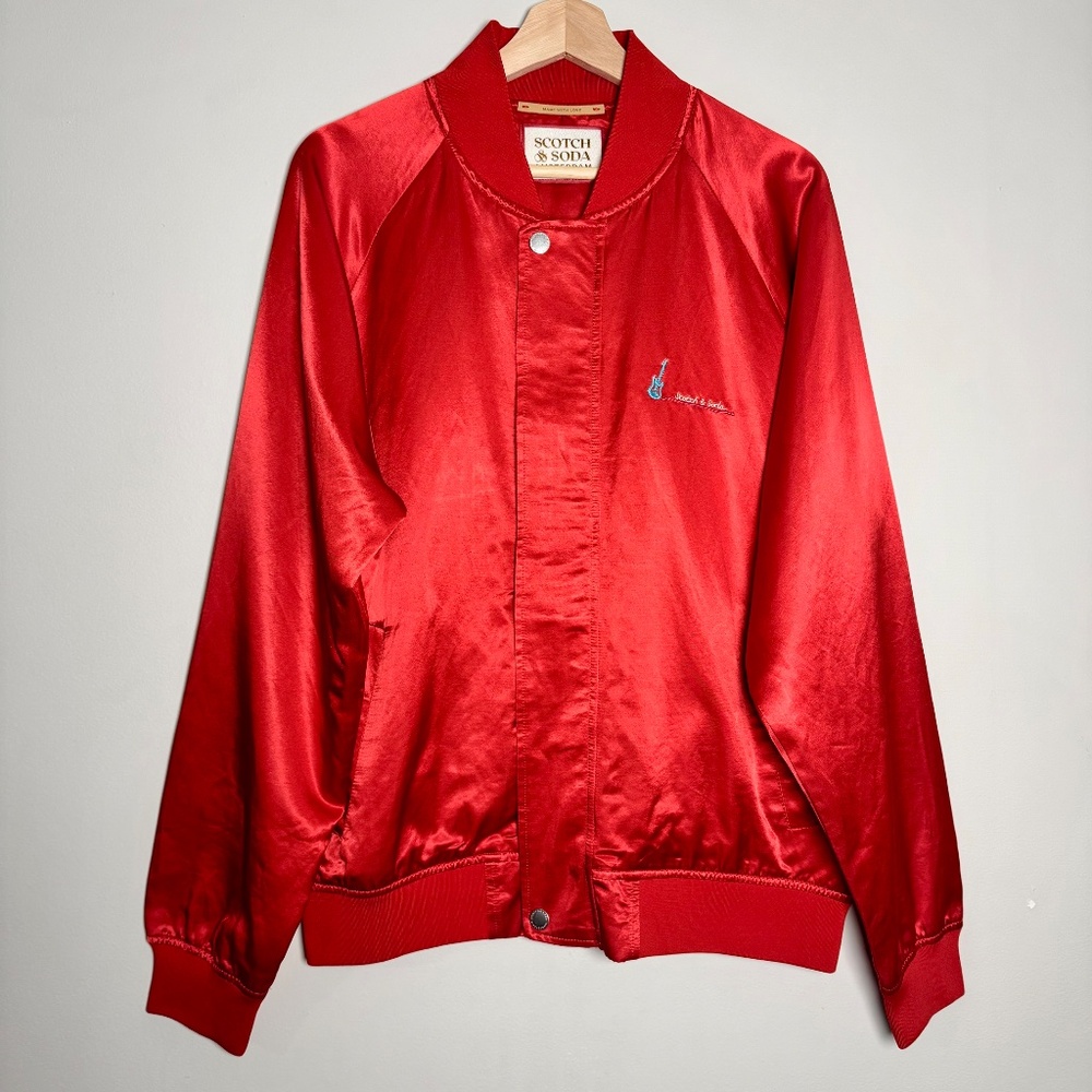 Scotch & Soda Amsterdam Souvenir Red Bomber Jacket Sz M - Picture 2 of 13